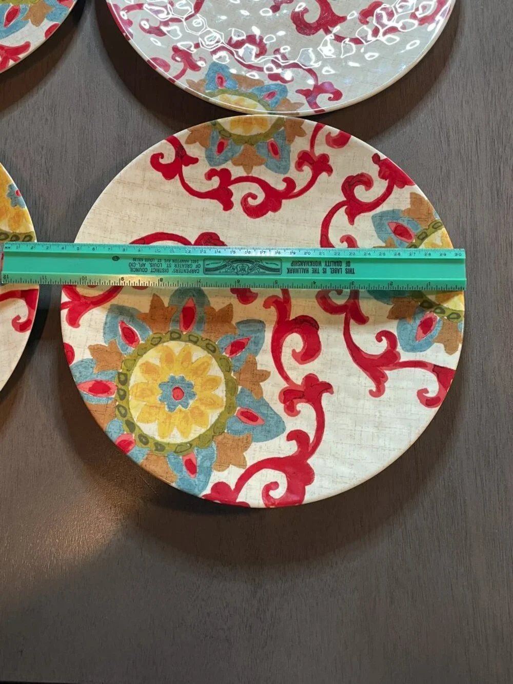 Better Homes & Gardens Melamine Salad Plates Set of 4 Red Floral 11